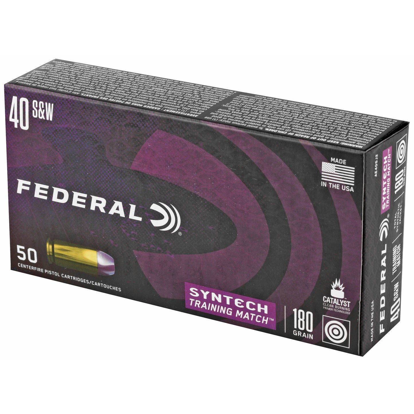Federal American Eagle Syntech Training Match .40 S&W 180-Grain Total Synthetic Jacket - 50 Rounds