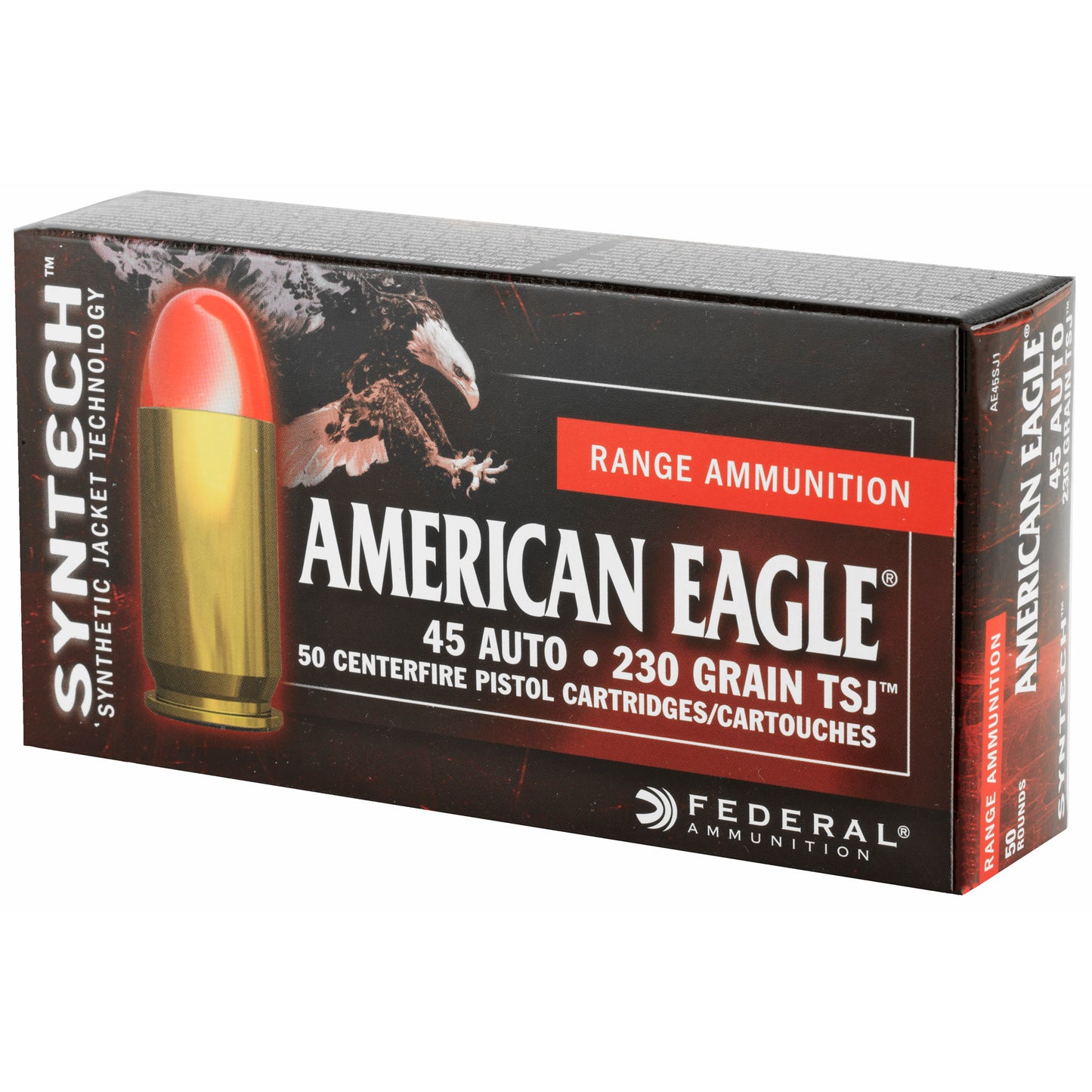 Federal American Eagle Syntech 45 ACP 230 Grain Total Synthetic Jacket Ammunition, 50 Rounds per Box