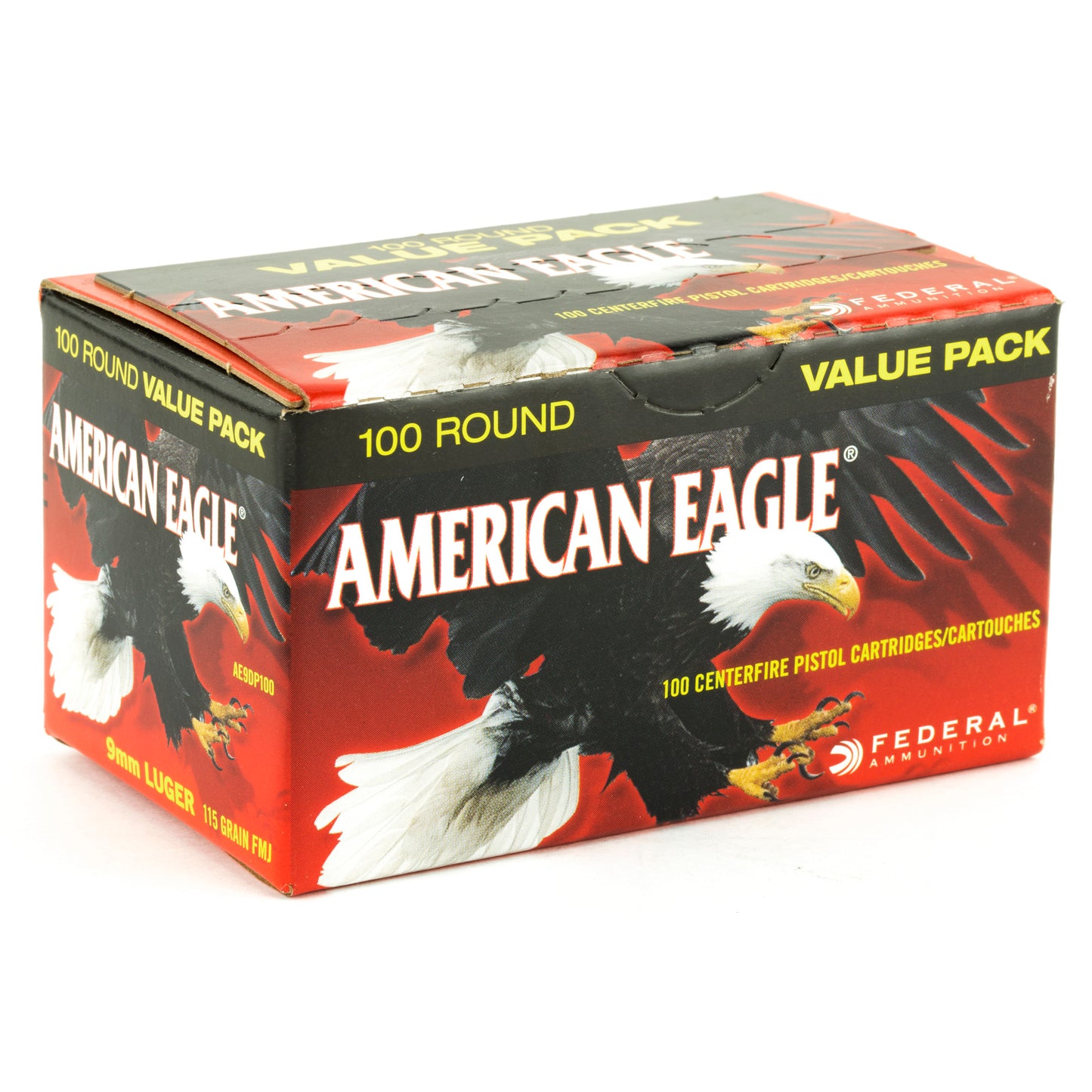Federal American Eagle 9mm 115 Grain Full Metal Jacket Ammunition (100 Rounds)