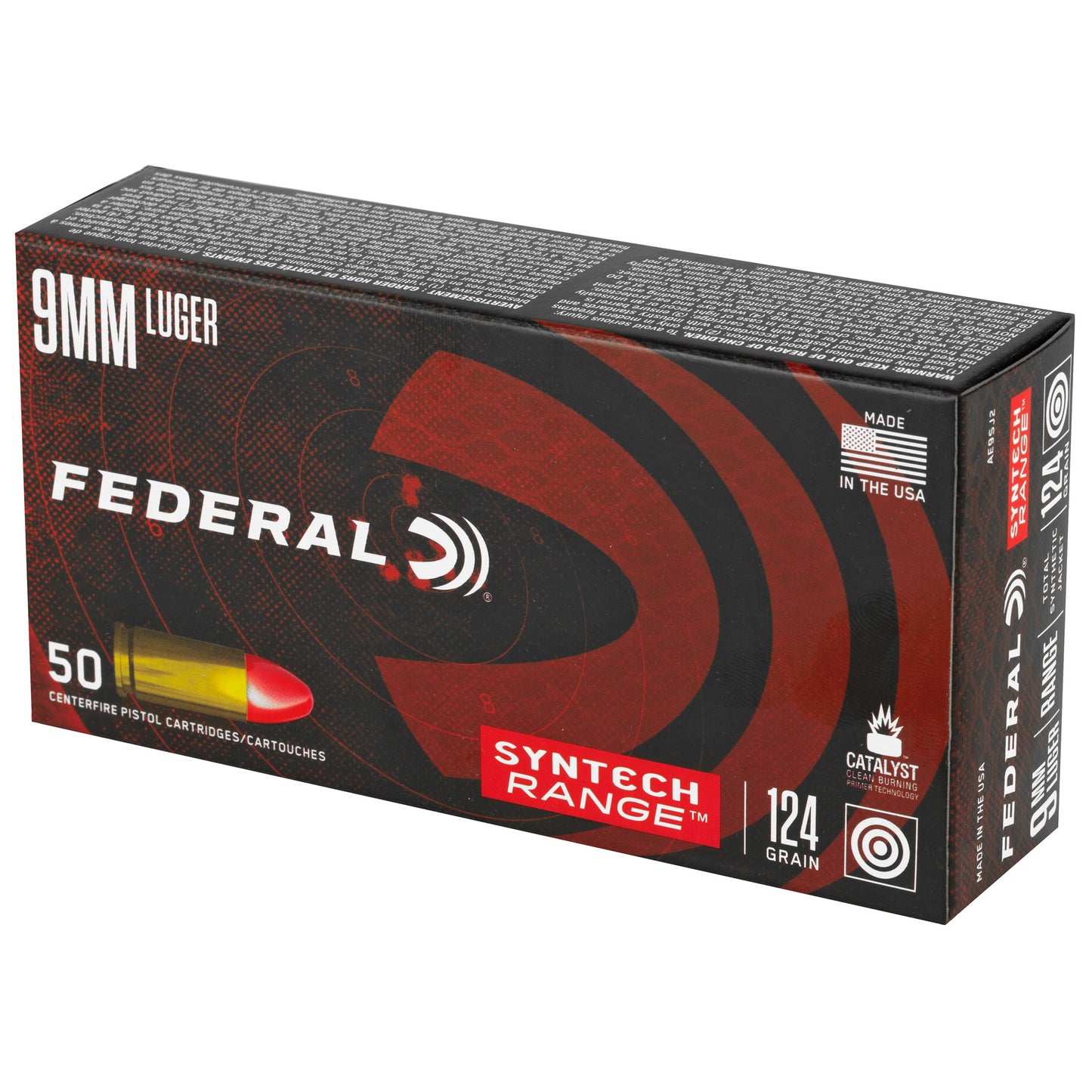 Federal American Eagle 9mm 124 Grain Total Synthetic Jacket Ammunition - 50 Rounds per Box