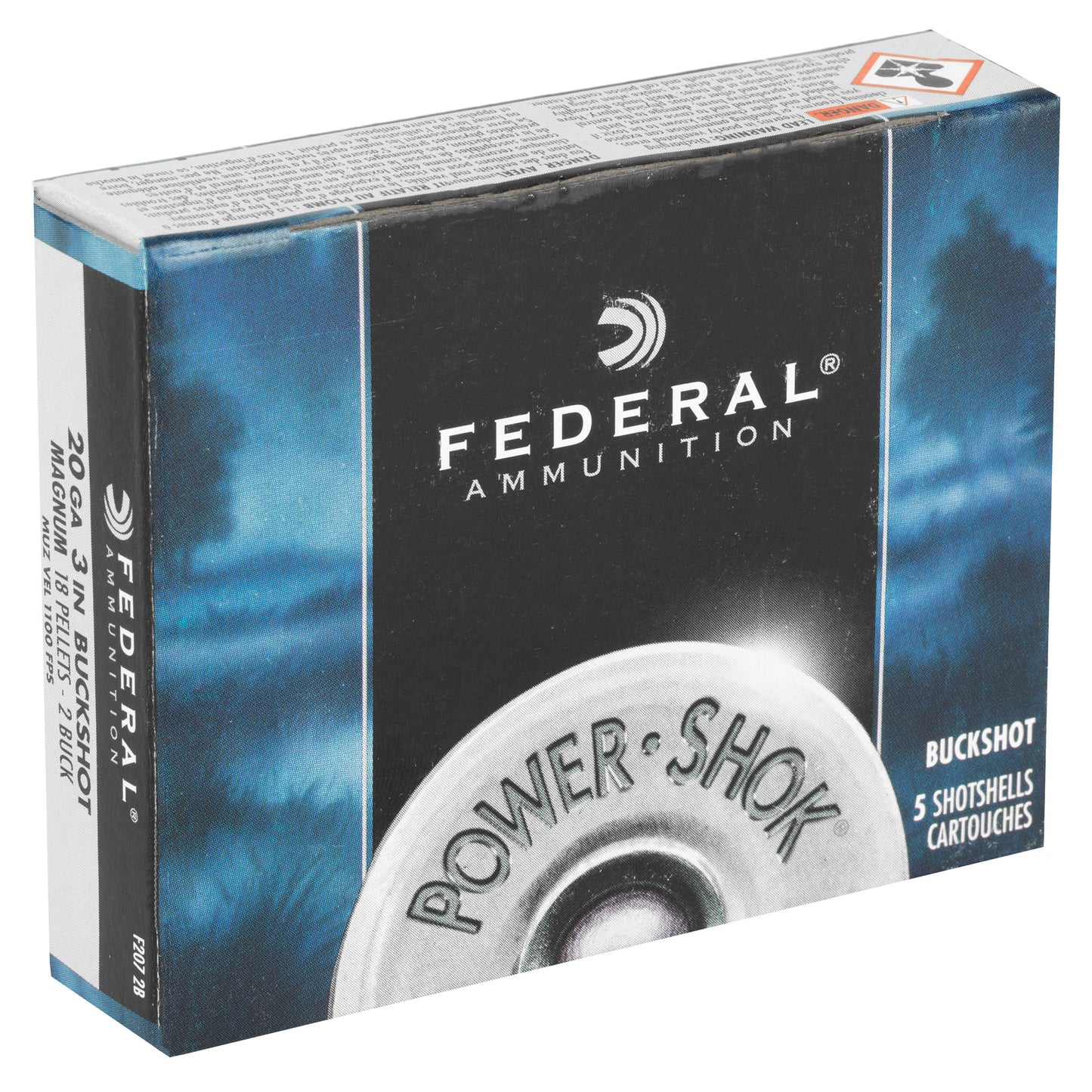 Federal PowerShok 20 Gauge 3 Buckshot - 2 Buck Pellets, Max Dram, 5 Rounds per Box