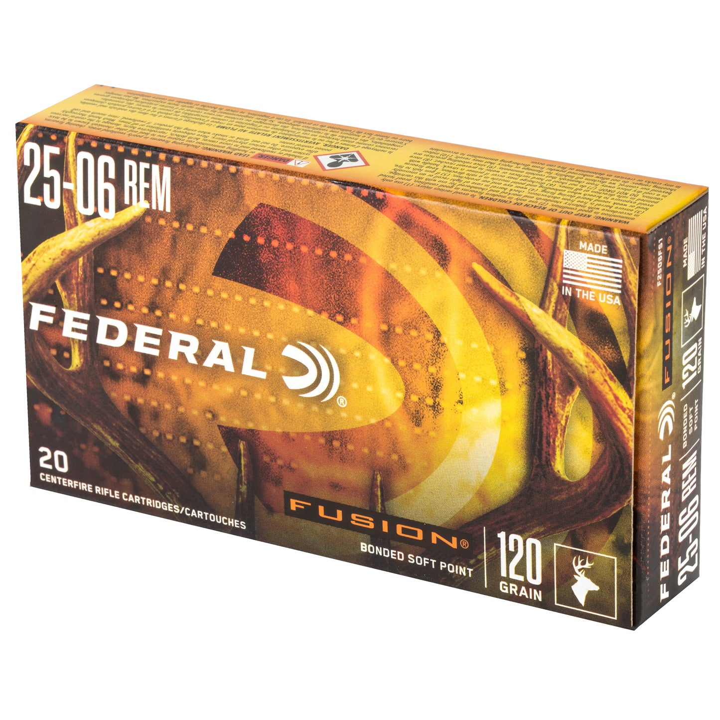 Federal Fusion 25-06 Remington 120 Grain Boat Tail Rifle Ammunition * 20 Rds per Box