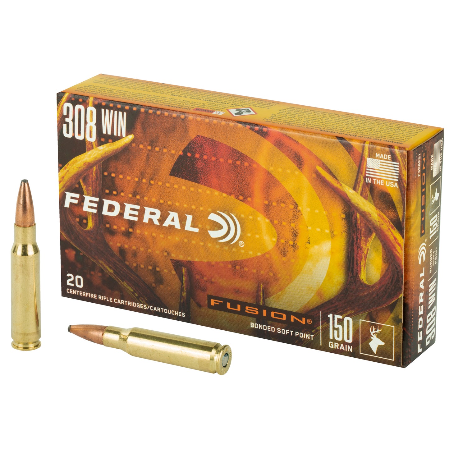 Federal Fusion .308 Winchester 150 Grain Boat Tail Rifle Ammunition - 20 Rounds per Box