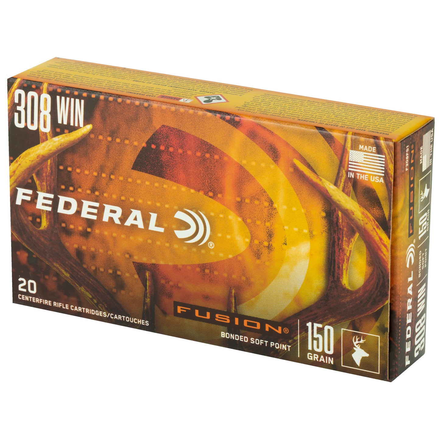 Federal Fusion .308 Winchester 150 Grain Boat Tail Rifle Ammunition - 20 Rounds per Box