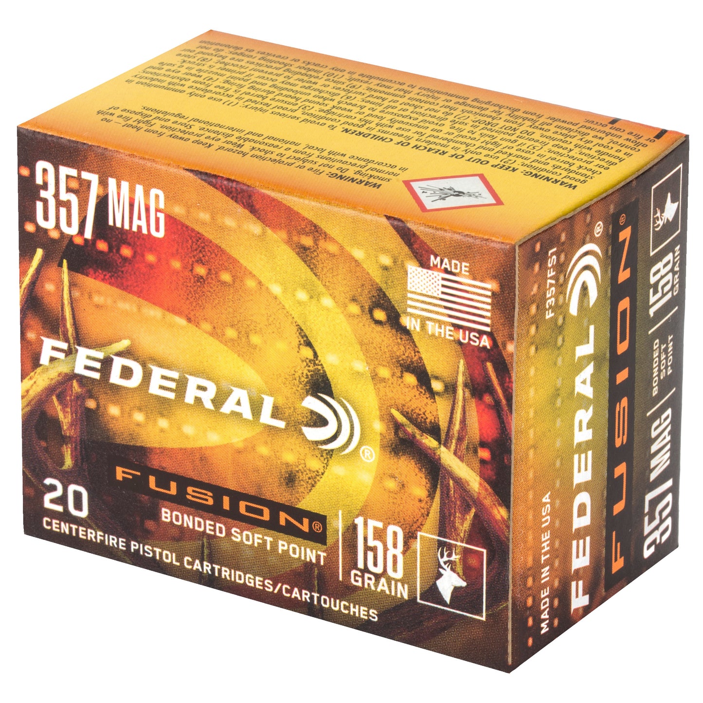 Federal Fusion 357 Magnum 158 Grain Hollow Point Rifle Hunting Ammo - Pack of 20