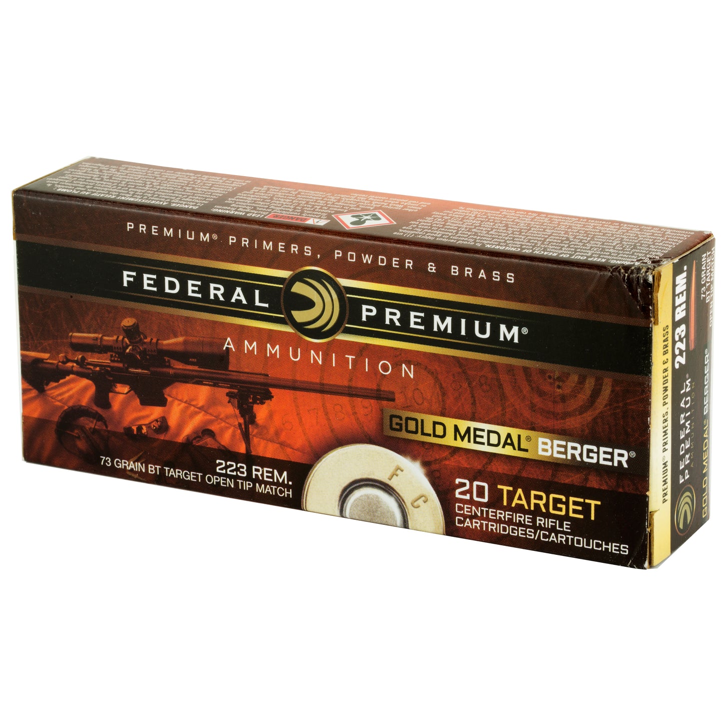 Federal Gold Medal 223 Remington 73-Grain Berger Boat Tail Match Ammunition - 20 Rounds
