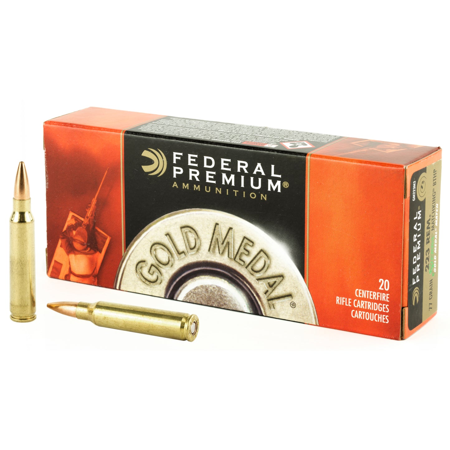 Federal Gold Medal .223 Remington 77 Grain Boat Tail Hollow Point Rifle Ammunition - Precision Match Grade for Elite Shooters