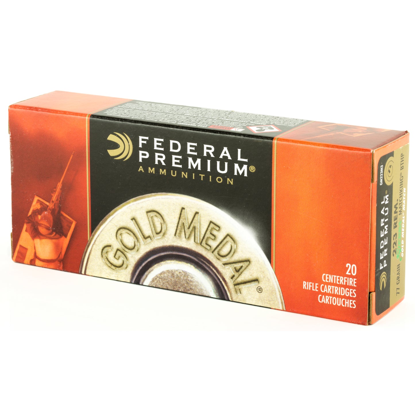Federal Gold Medal .223 Remington 77 Grain Boat Tail Hollow Point Rifle Ammunition - Precision Match Grade for Elite Shooters