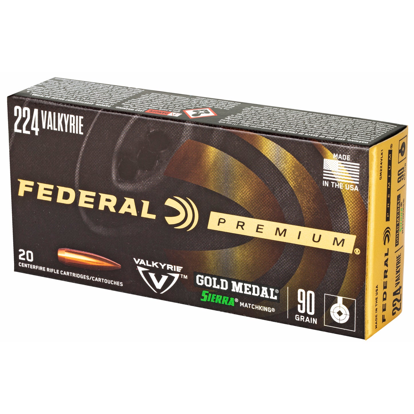 Federal Gold Medal .224 Valkyrie 90-Grain Boat Tail Hollow Point Rifle Ammunition (20 Rounds per Box)