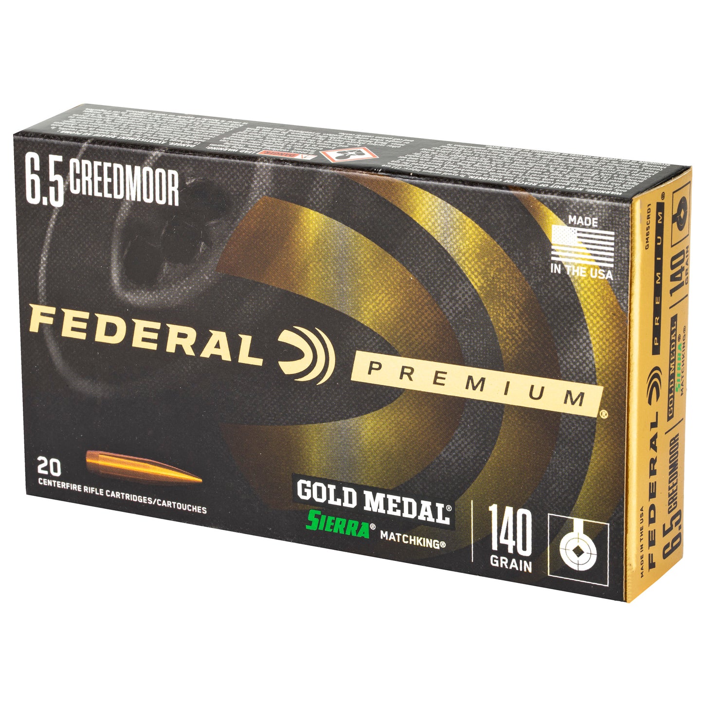 Federal Gold Medal 6.5 Creedmoor 140 Grain Sierra MatchKing Boat Tail Hollow Point Ammunition - Precision Rifle Load for Elite Shooters