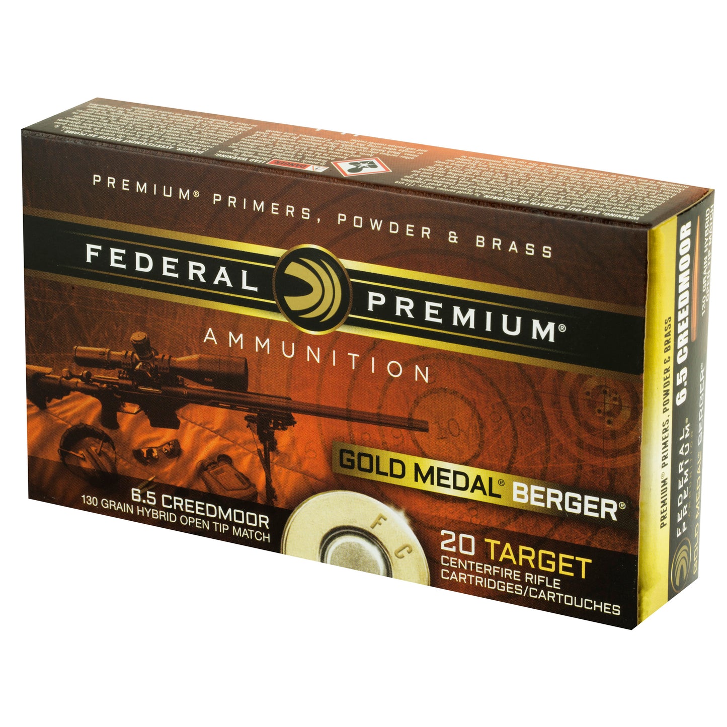 Federal Gold Medal 6.5 Creedmoor 130-Grain Berger Boat Tail Match Ammunition - Precision Rifle Series Approved