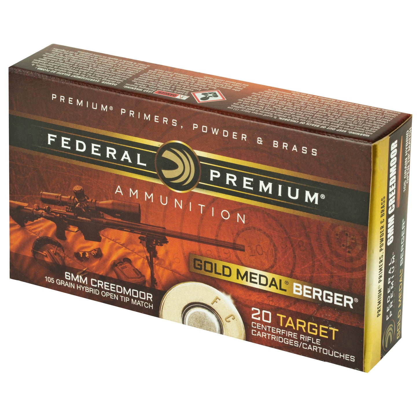 Federal Gold Medal 6mm Creedmoor 105-Grain Boat Tail Hollow Point Rifle Ammunition (20 Rounds)
