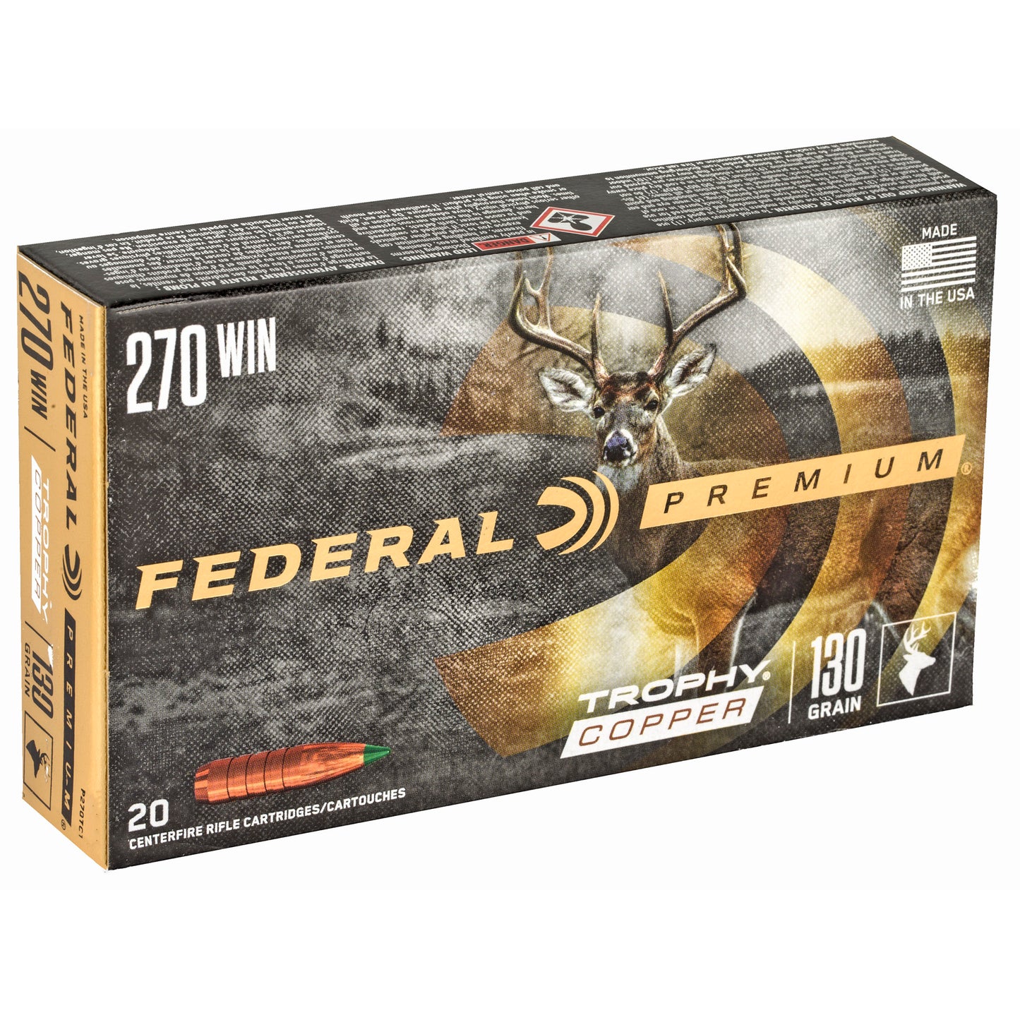 Federal Premium Trophy Copper 270 Winchester 130-Grain Bullet (20 Pack)