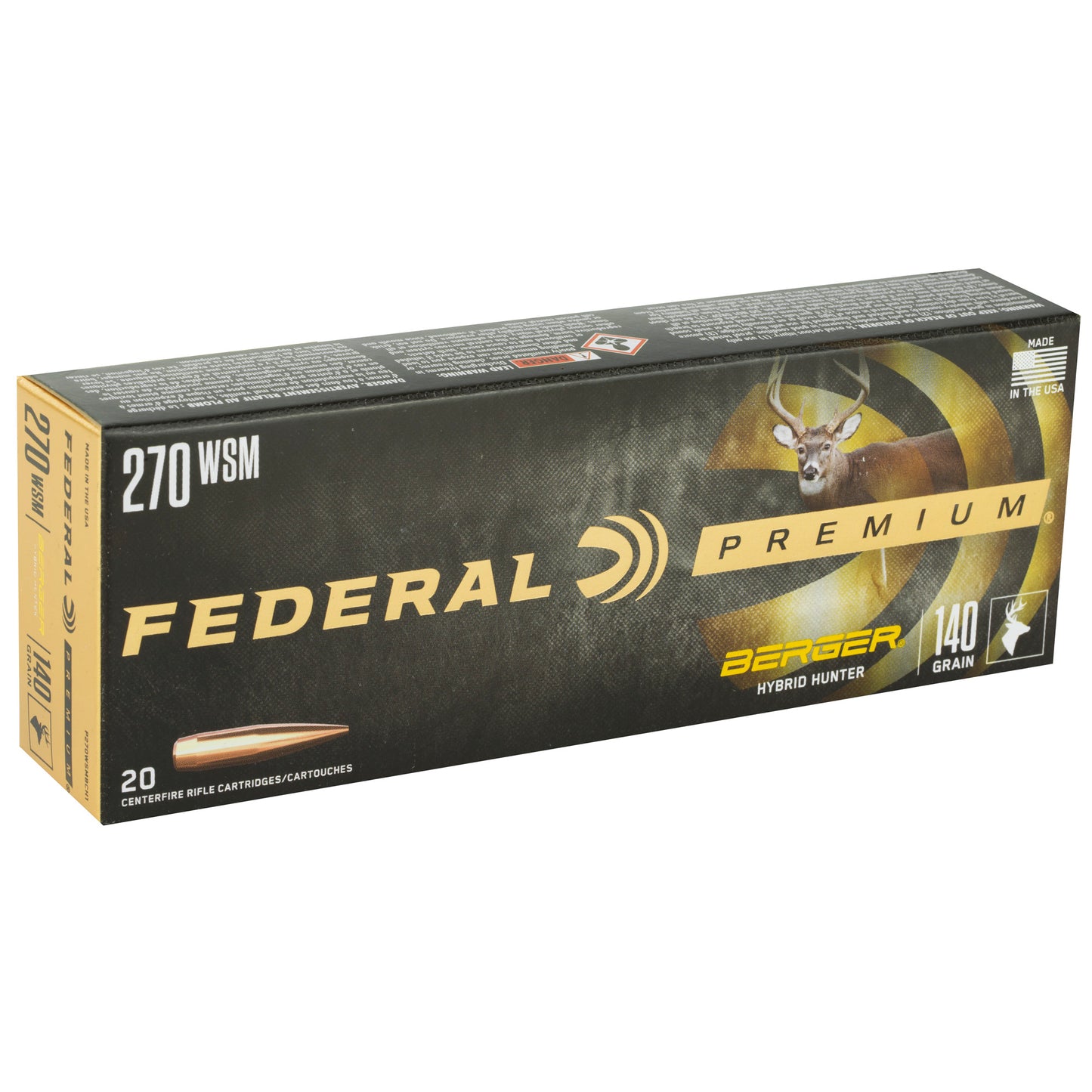 Federal Premium P270WSMBCH1 270 Winchester Short Magnum 140-Grain Hybrid Hunter Ammunition * Flattest Trajectory for Long-Range Hunting and Shooting
