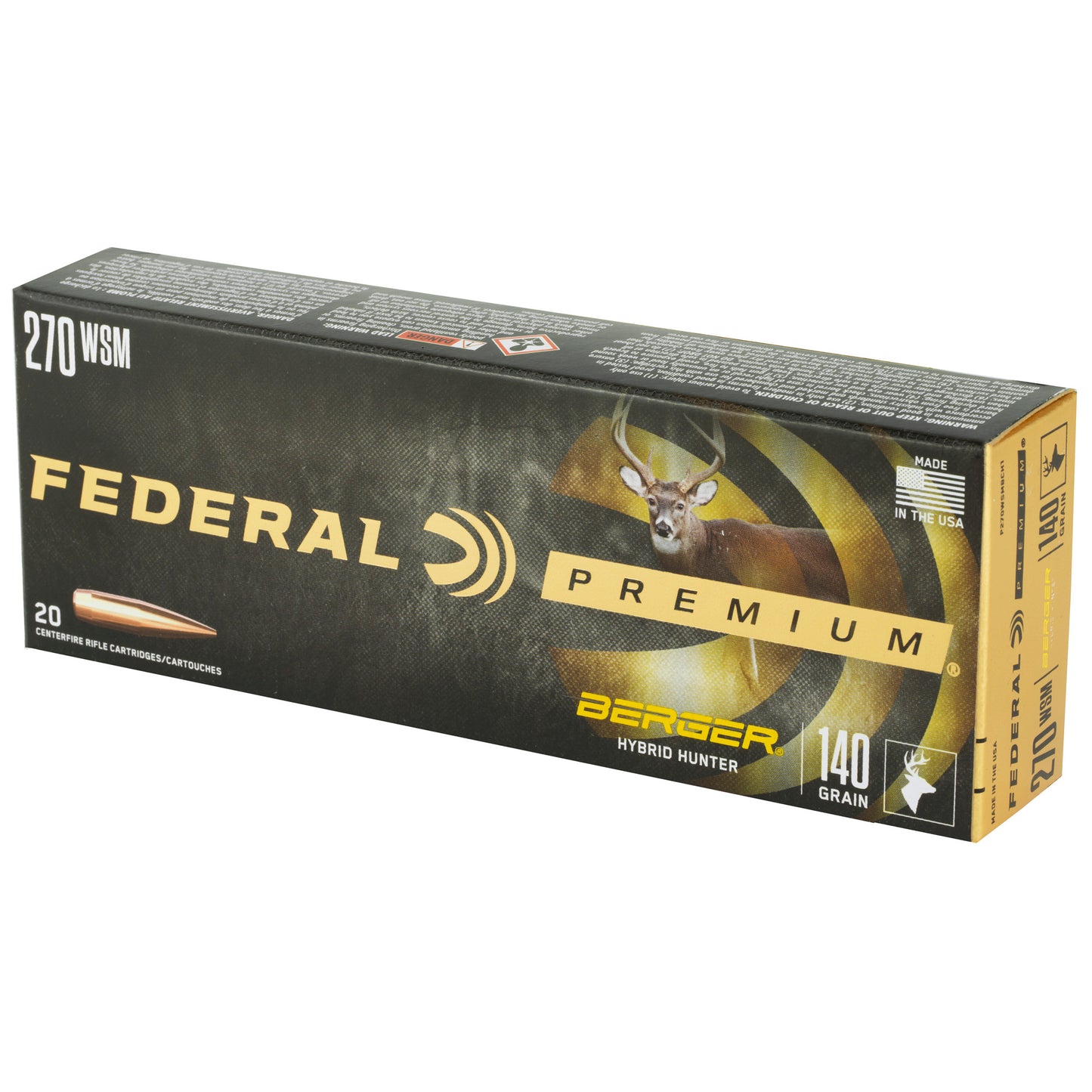 Federal Premium P270WSMBCH1 270 Winchester Short Magnum 140-Grain Hybrid Hunter Ammunition * Flattest Trajectory for Long-Range Hunting and Shooting