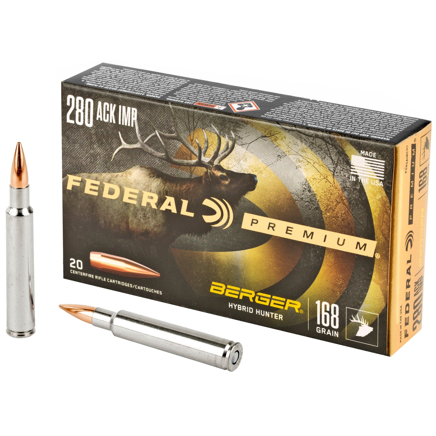 Federal Premium 280 Ackley Improved Hybrid Hunter 168 Grain Rifle Ammunition (20 Rounds)