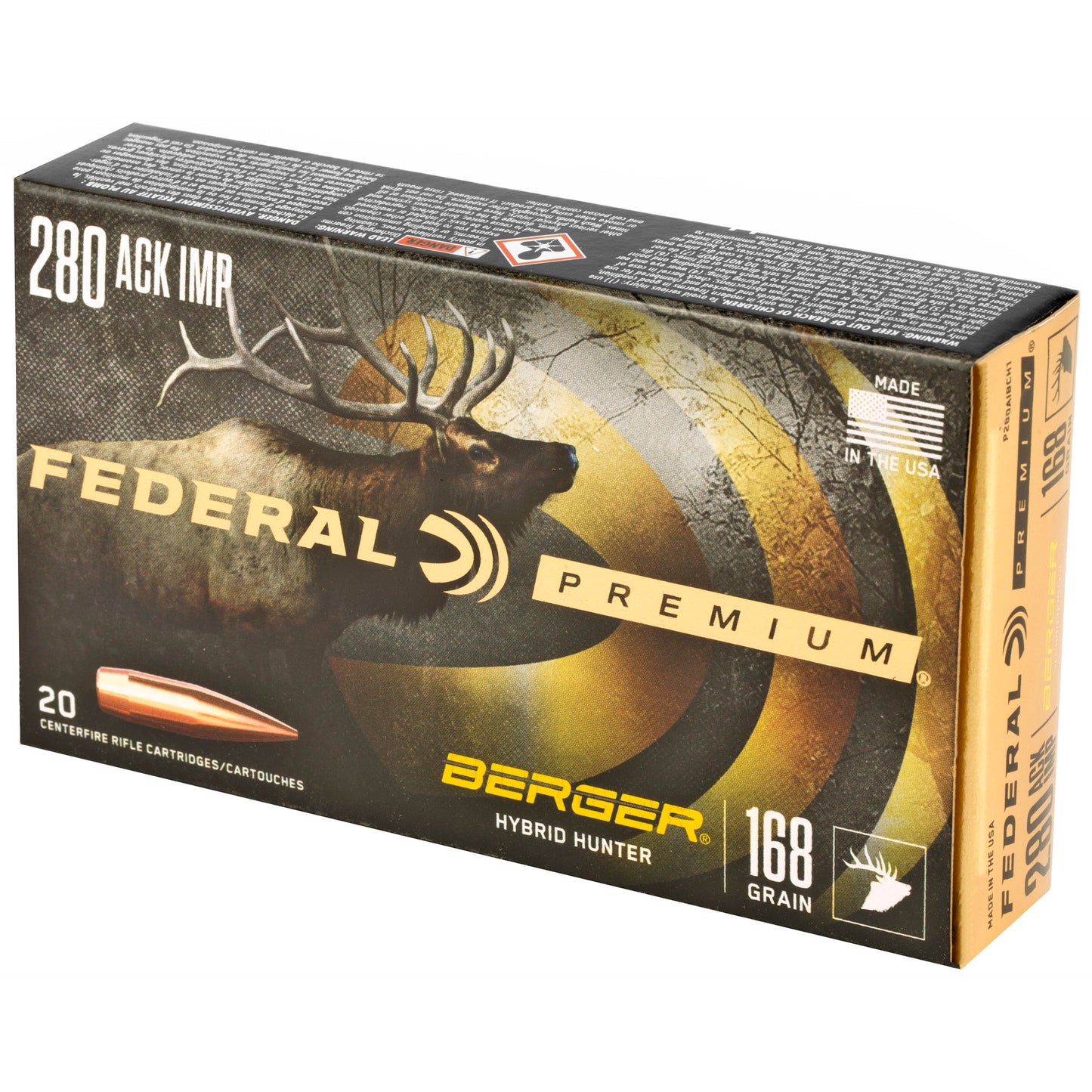 Federal Premium 280 Ackley Improved Hybrid Hunter 168 Grain Rifle Ammunition (20 Rounds)