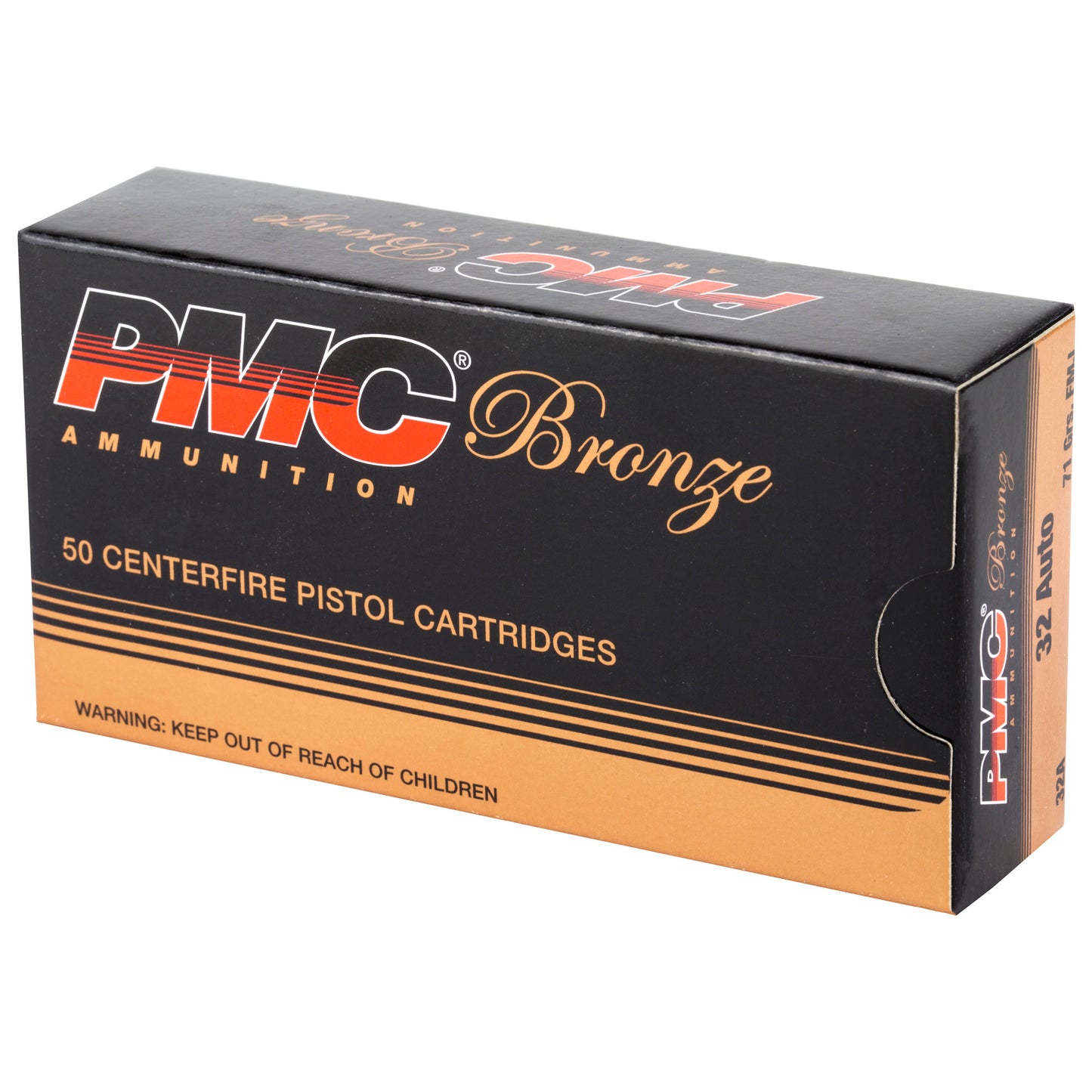 PMC Ammunition Bronze 32 ACP 71 Grain Full Metal Jacket Ammo - Pack of 50 Rounds