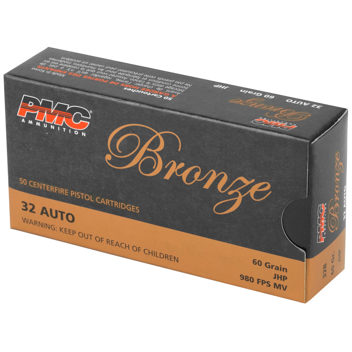 PMC Ammunition Bronze 32 ACP 60-Grain Hollow Point Ammunition - 50 Rounds per Box