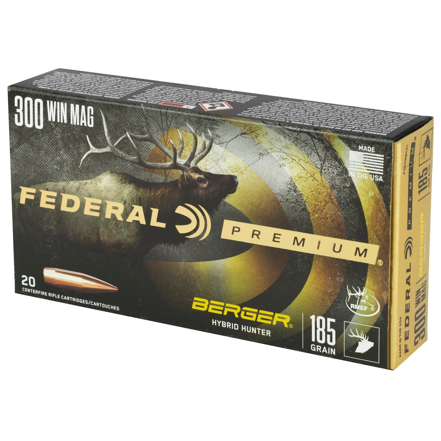 Federal Premium 300 Winchester Magnum Hybrid Hunter 185-Grain Boat-Tail Bullet * 20 Rounds per Box