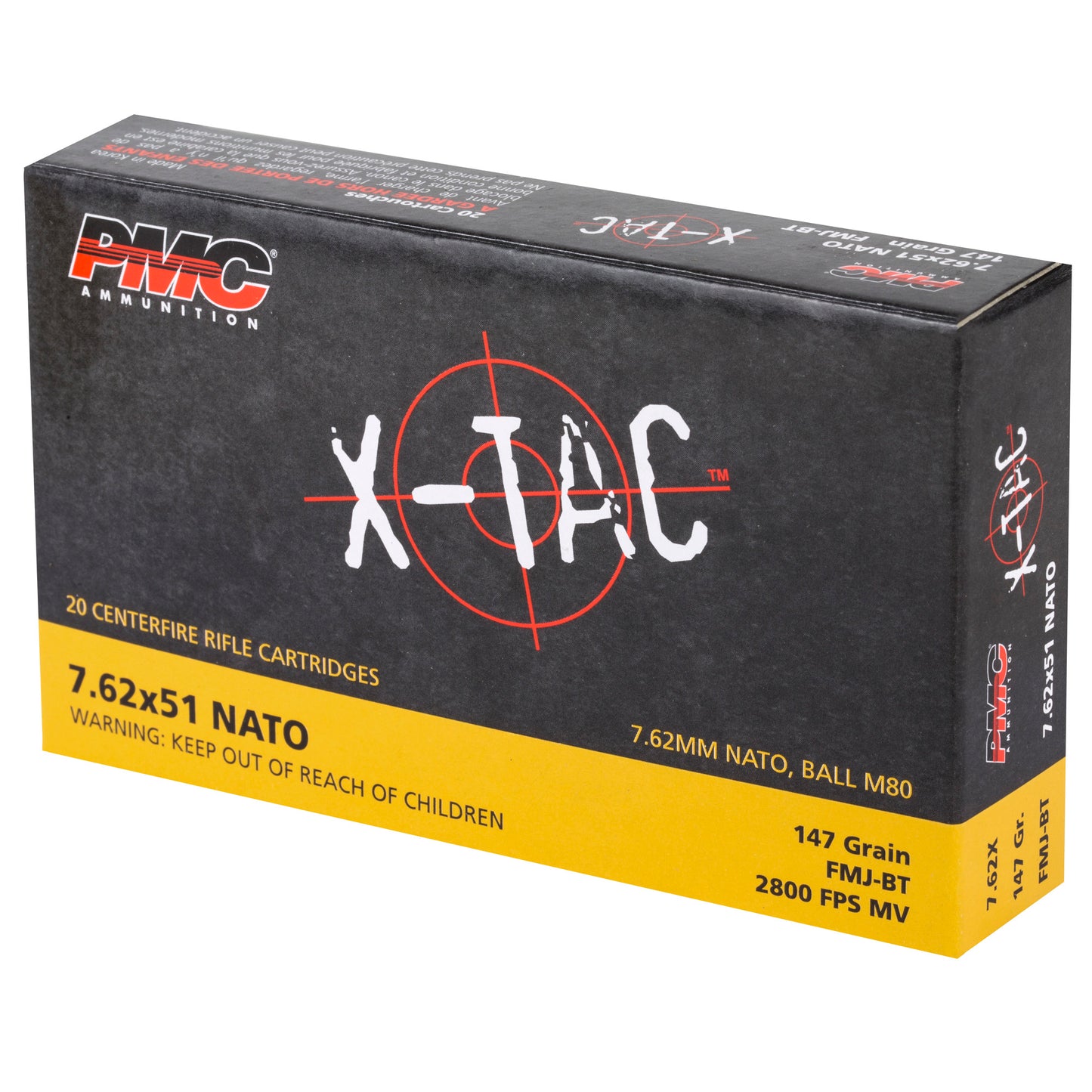 PMC Ammunition PMC XTAC 7.62 NATO 147-Grain Full Metal Jacket Ammo (20 Rounds / Box, 500 Rounds / Case)