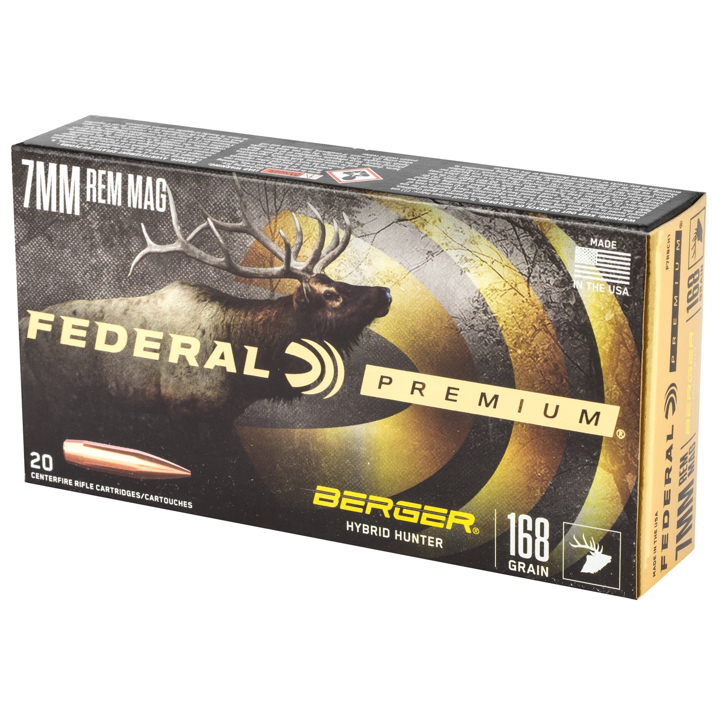 Federal Premium 7mm Remington Magnum 168-Grain Hybrid Hunter Boat-Tail Bullets * Long-Range Precision