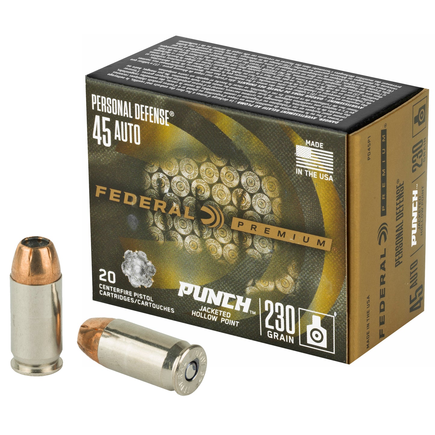 Federal Punch .45 ACP 230-Grain Hollow Point Ammunition - 20 Rounds