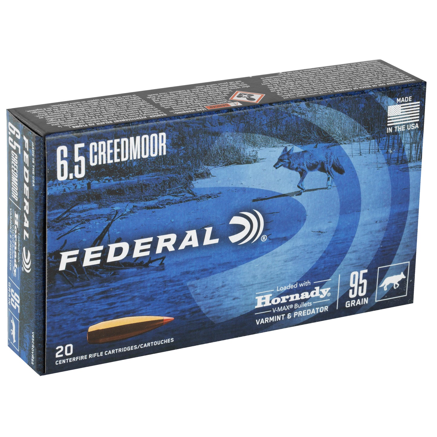 Federal Varmint & Predator 6.5 Creedmoor 95 Grain V-Max Ammunition (20 Rounds per Box)