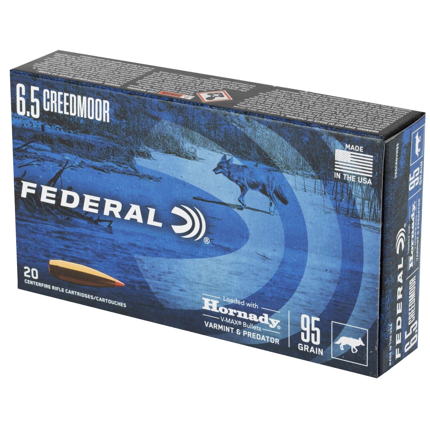 Federal Varmint & Predator 6.5 Creedmoor 95 Grain V-Max Ammunition (20 Rounds per Box)