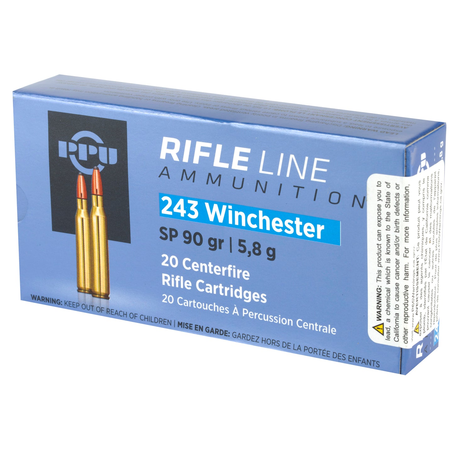 Prvi Partizan PPU 243 Winchester Soft Point Rifle Ammunition - 90 Grain, 20 Rounds Per Box