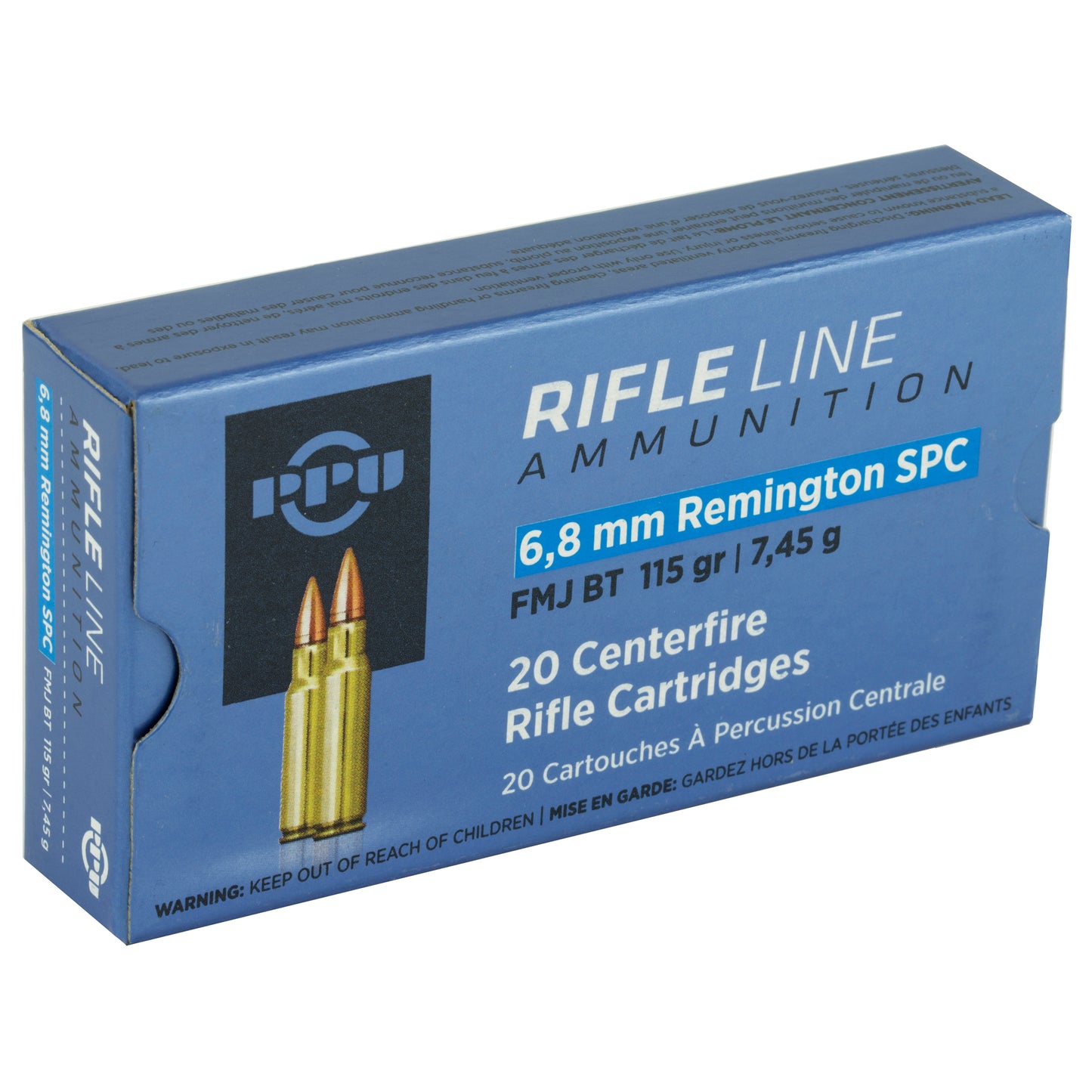 Prvi Partizan PPU 6.8 SPC Full Metal Jacket Boat Tail Rifle Ammunition * 115 Grain, Box of 20 Rounds