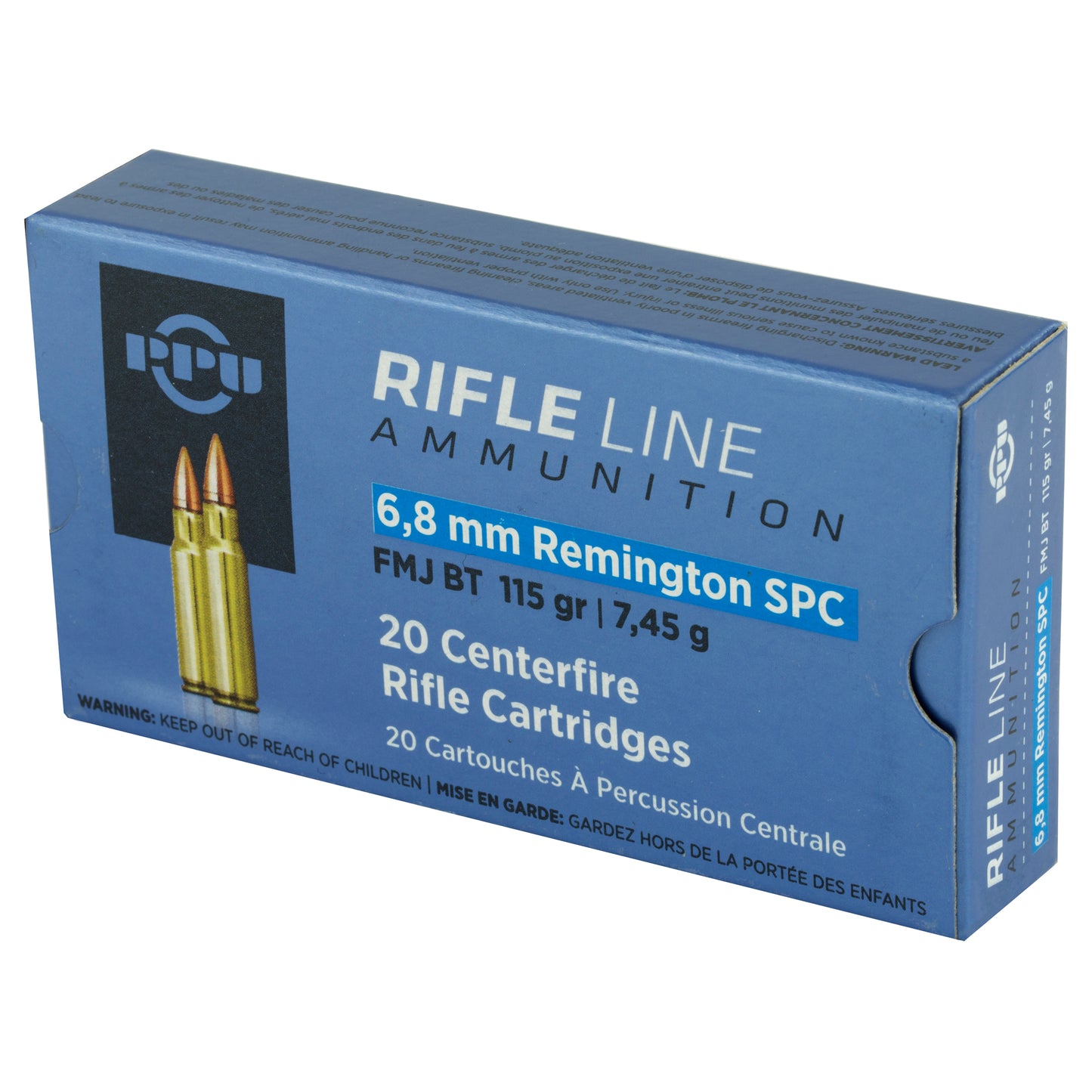 Prvi Partizan PPU 6.8 SPC Full Metal Jacket Boat Tail Rifle Ammunition * 115 Grain, Box of 20 Rounds