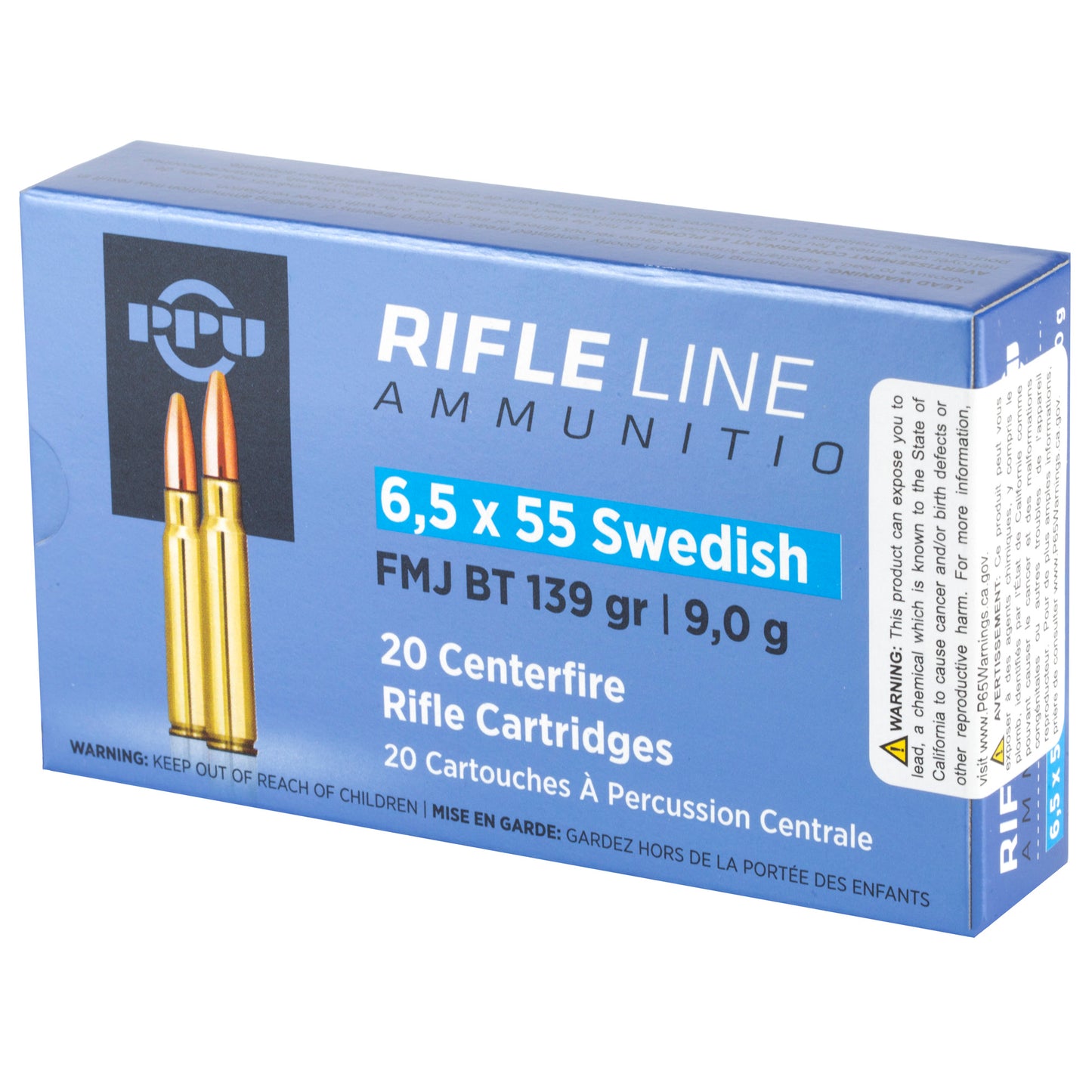 Prvi Partizan PPU 6.5x55 Swedish Full Metal Jacket Rifle Ammunition - 139 Grain, 20 Rounds per Box