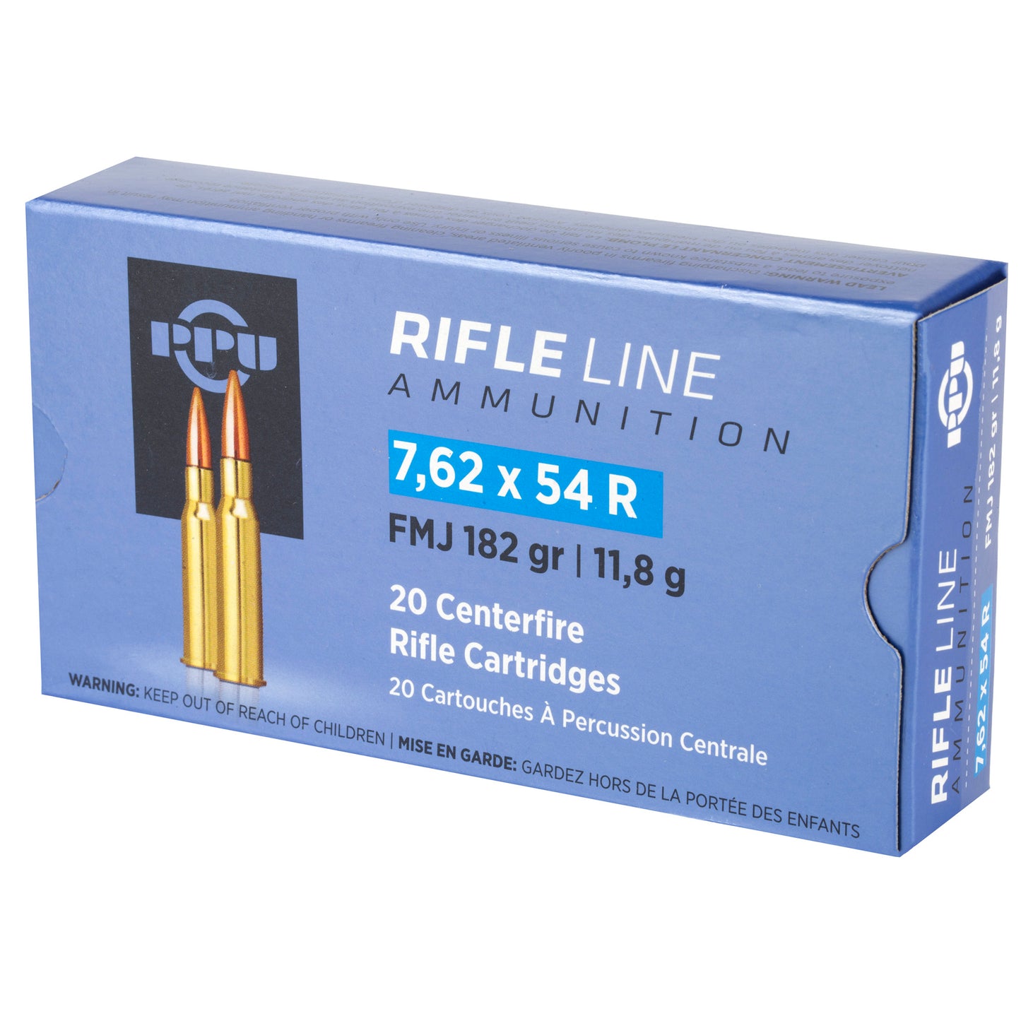 Prvi Partizan PPU 7.62x54R Full Metal Jacket Rifle Ammunition * 182 Grain, 20 Rounds Per Box