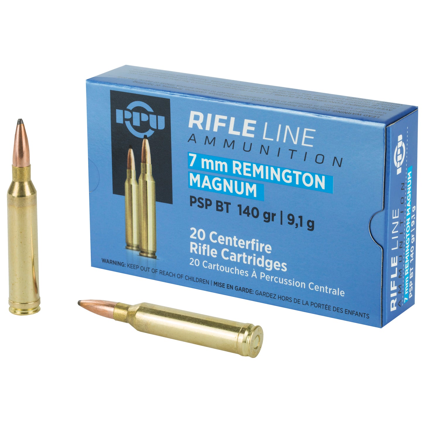 Prvi Partizan PPU 7MM Remington Rifle Ammunition, 140-Grain Pointed Soft Point - 20 Rounds per Box