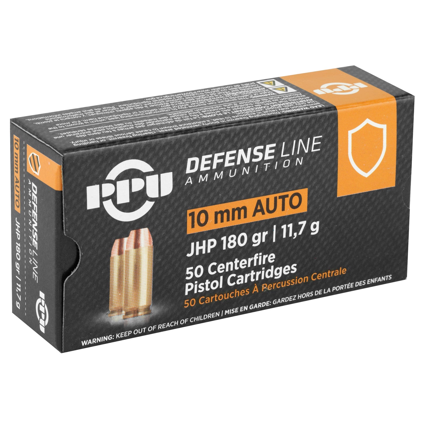Prvi Partizan PPU 10mm Handgun Defense Hollow Point Ammo - 180 Grain, 50 Rounds per Box