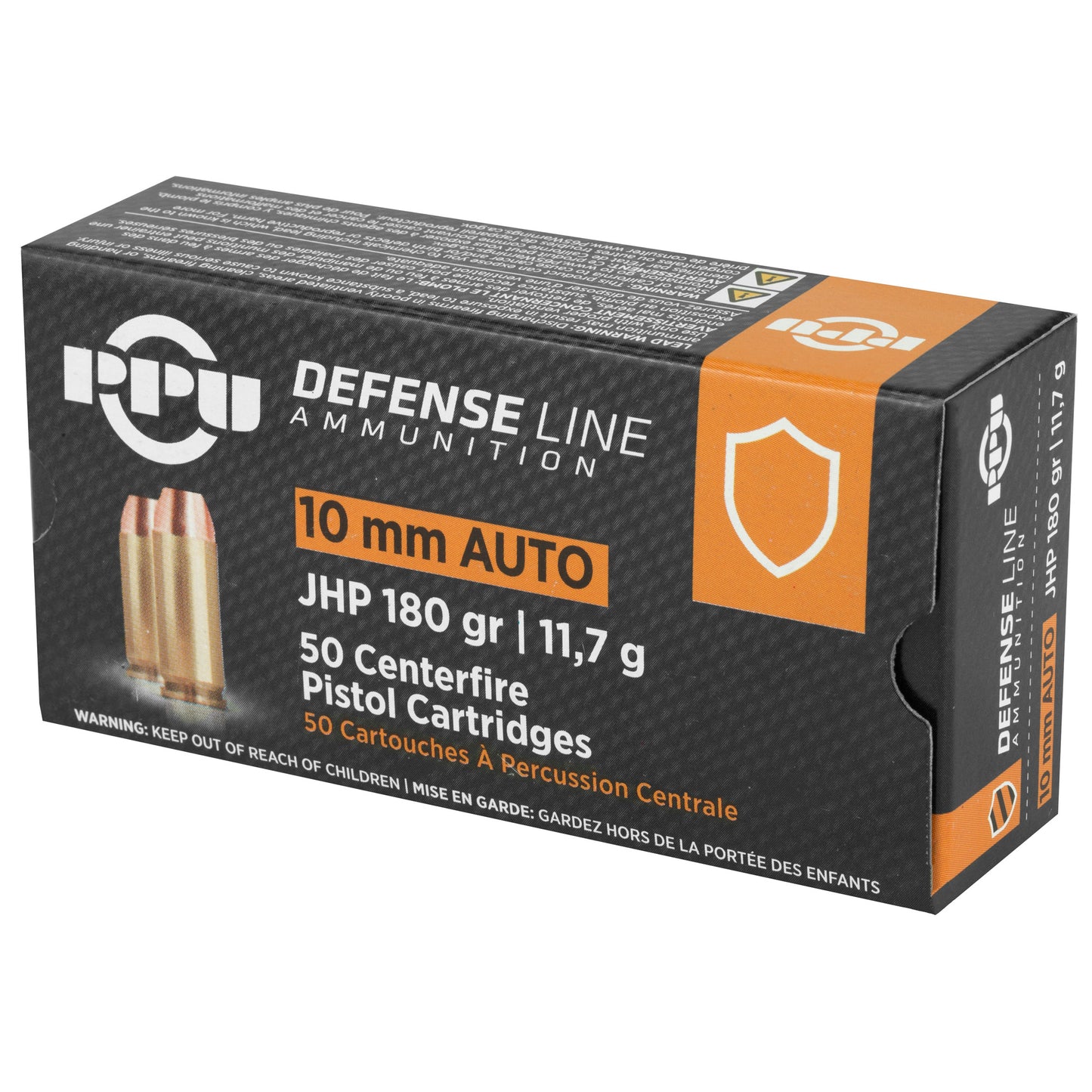 Prvi Partizan PPU 10mm Handgun Defense Hollow Point Ammo - 180 Grain, 50 Rounds per Box