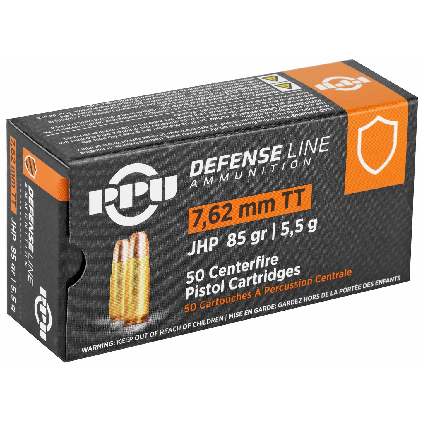 Prvi Partizan PPU 7.62x25 Tokarev Handgun Defense Hollow Point Ammunition - 85 Grain, 50 Rounds per Box