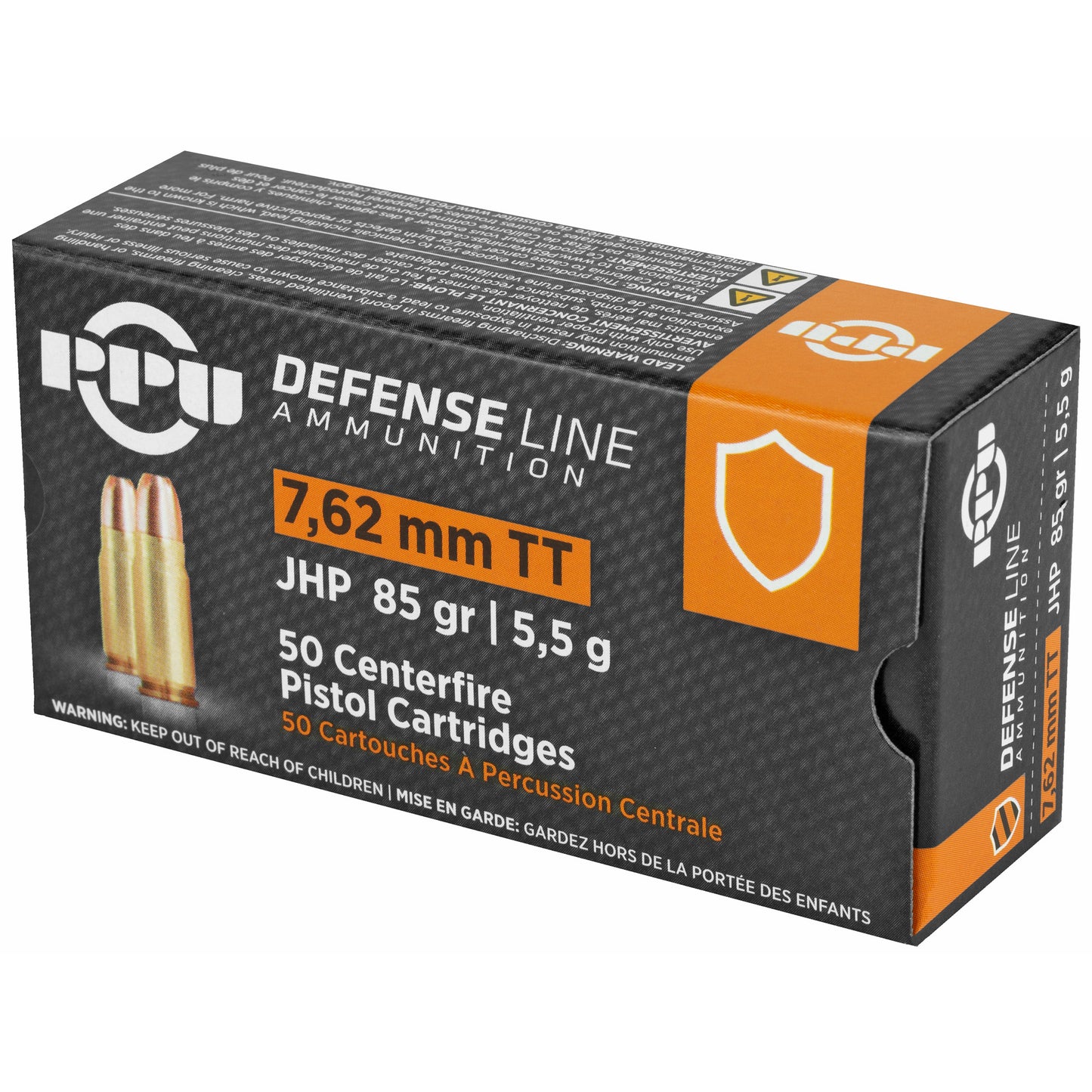Prvi Partizan PPU 7.62x25 Tokarev Handgun Defense Hollow Point Ammunition - 85 Grain, 50 Rounds per Box