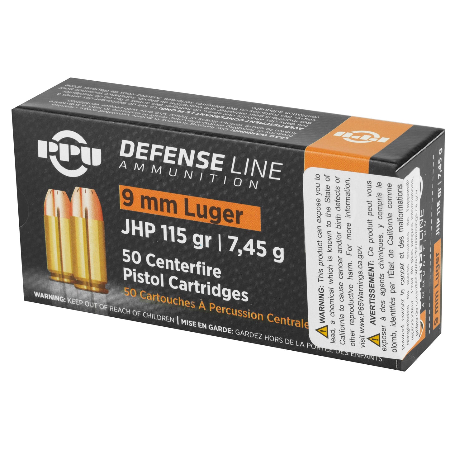 Prvi Partizan PPU 9mm Handgun Defense Hollow Point Ammunition, 115 Grain, 50 Rounds per Box