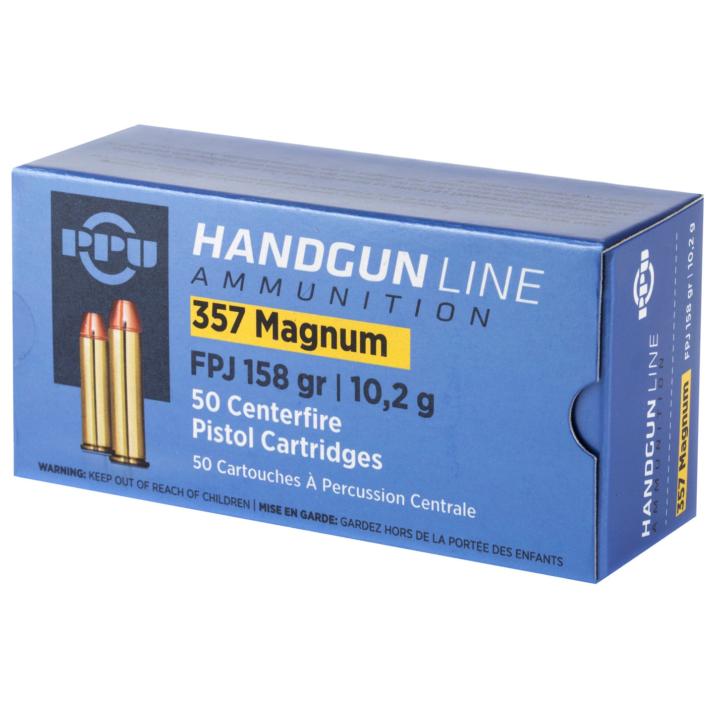 Prvi Partizan PPU 357 Magnum Flat Nose Pistol Ammunition * 158 Grain, 50 Rounds per Box