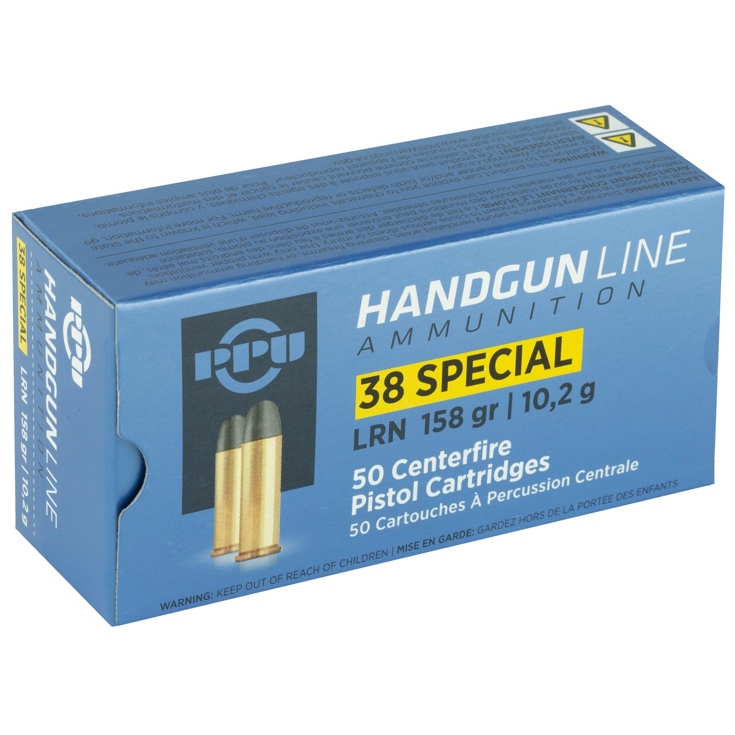Prvi Partizan PPU 38SPL LRN 158 Grain Lead Round Nose Pistol Ammunition - 50 Rounds per Box