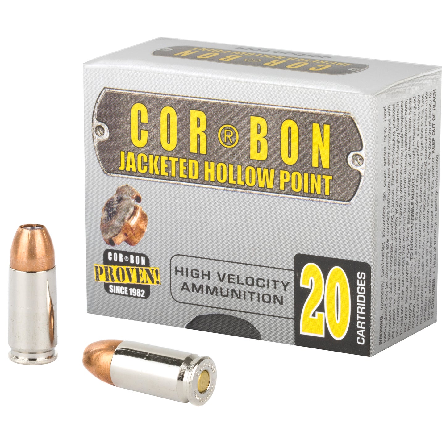 Corbon Ammo 9125 9mm Plus P 125-Grain JHP Self Defense Ammunition, 20 Rounds per Box
