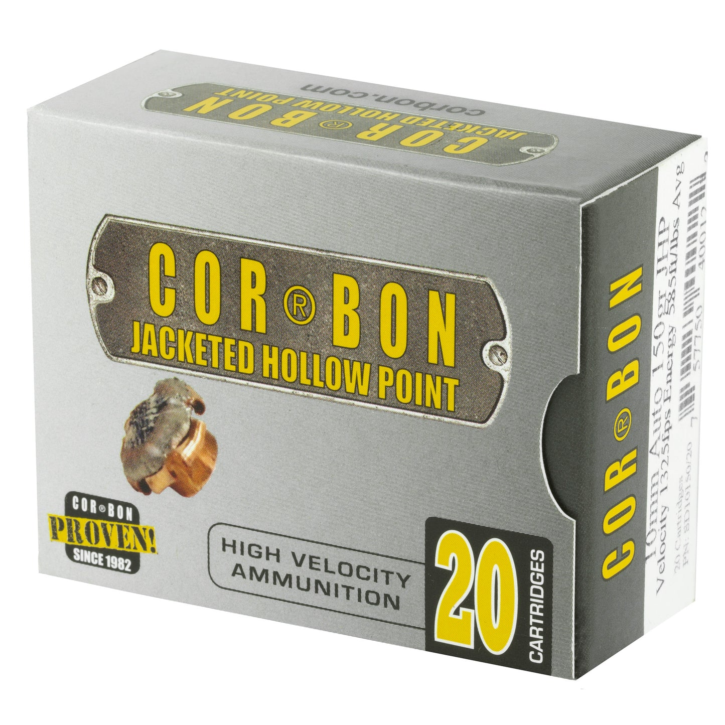 Corbon Ammo 10mm 150-Grain JHP Self Defense Hollow Point Ammunition (20 Rounds per Box, 500 per Case)