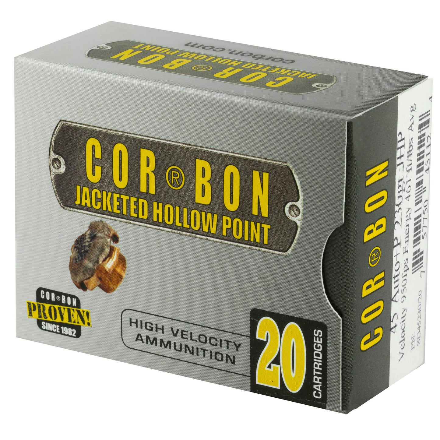Corbon Ammo COR45230 45 ACP +P 230-Grain Jacketed Hollow Point Ammunition - Self Defense