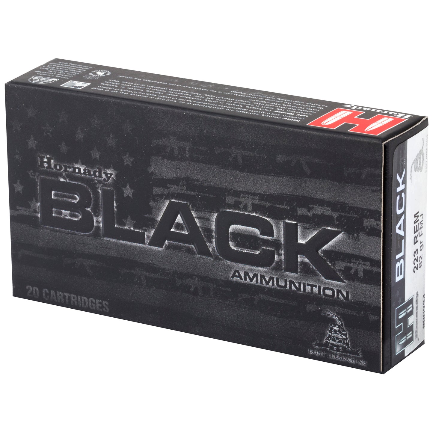 Hornady BLACK .223 Remington 62 Grain FMJ Ammunition - 20 Rounds Per Box