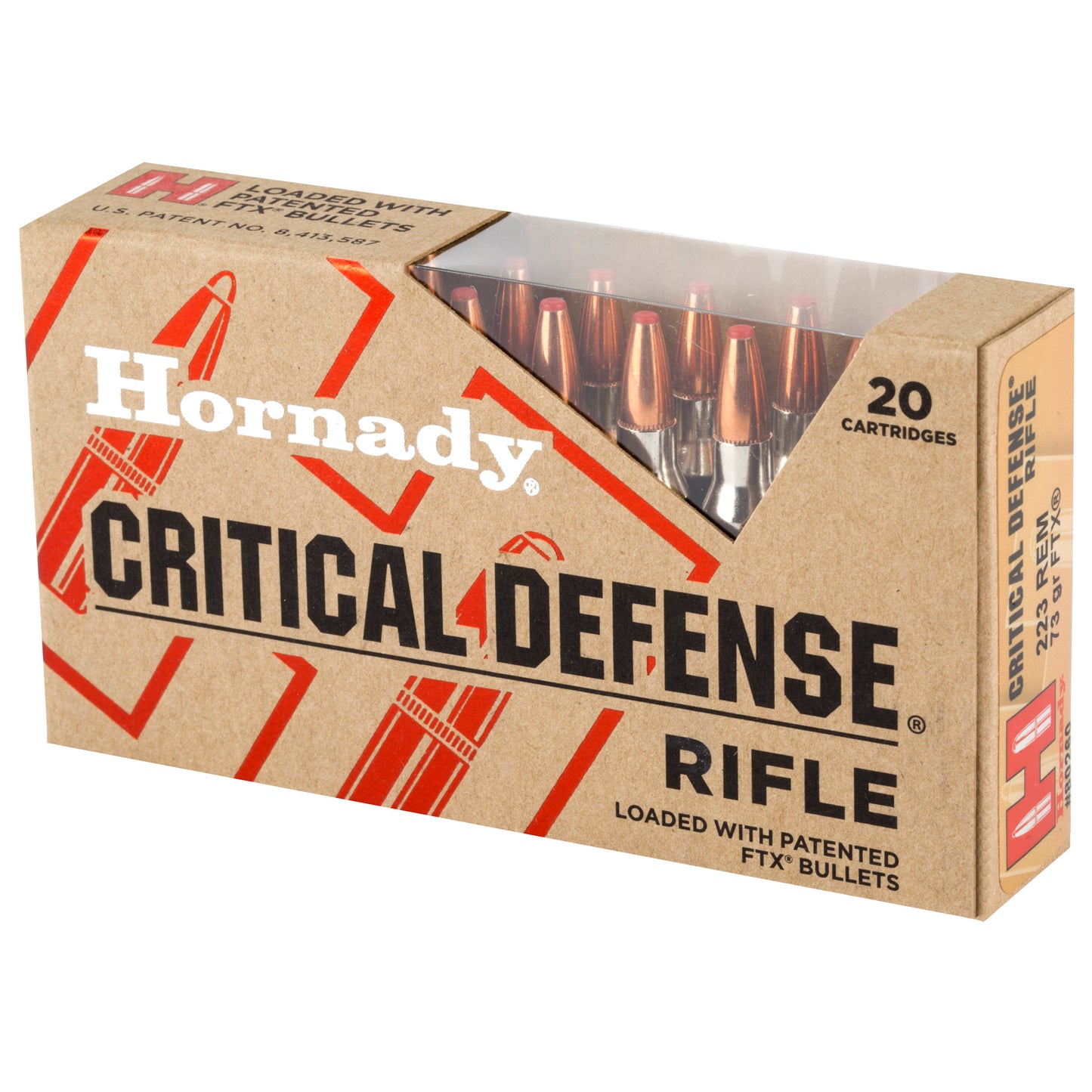 Hornady Critical Defense Rifle Ammunition - 223 Remington, 73 Grain FlexTip, 20 Rounds per Box