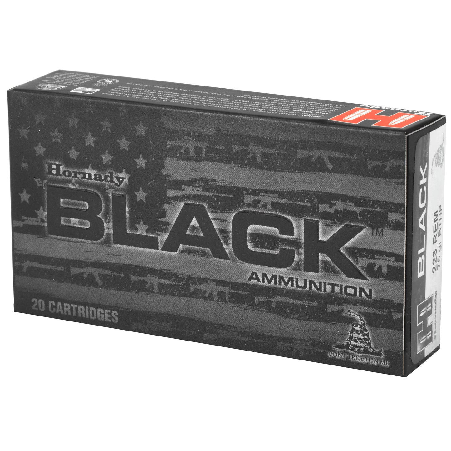 Hornady Black .223 Remington 75 Grain Boat Tail Hollow Point Ammunition - 20 Rounds