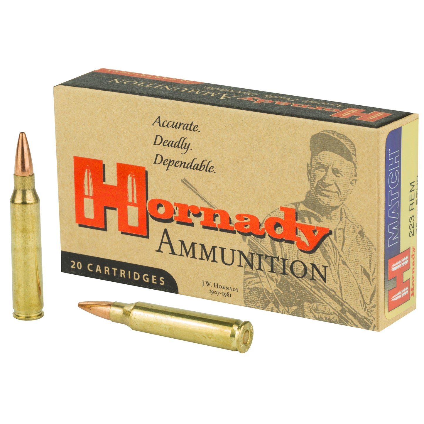 Hornady 223 Remington 75 Grain BTHP Match Ammunition - Precision Boat Tail Hollow Point