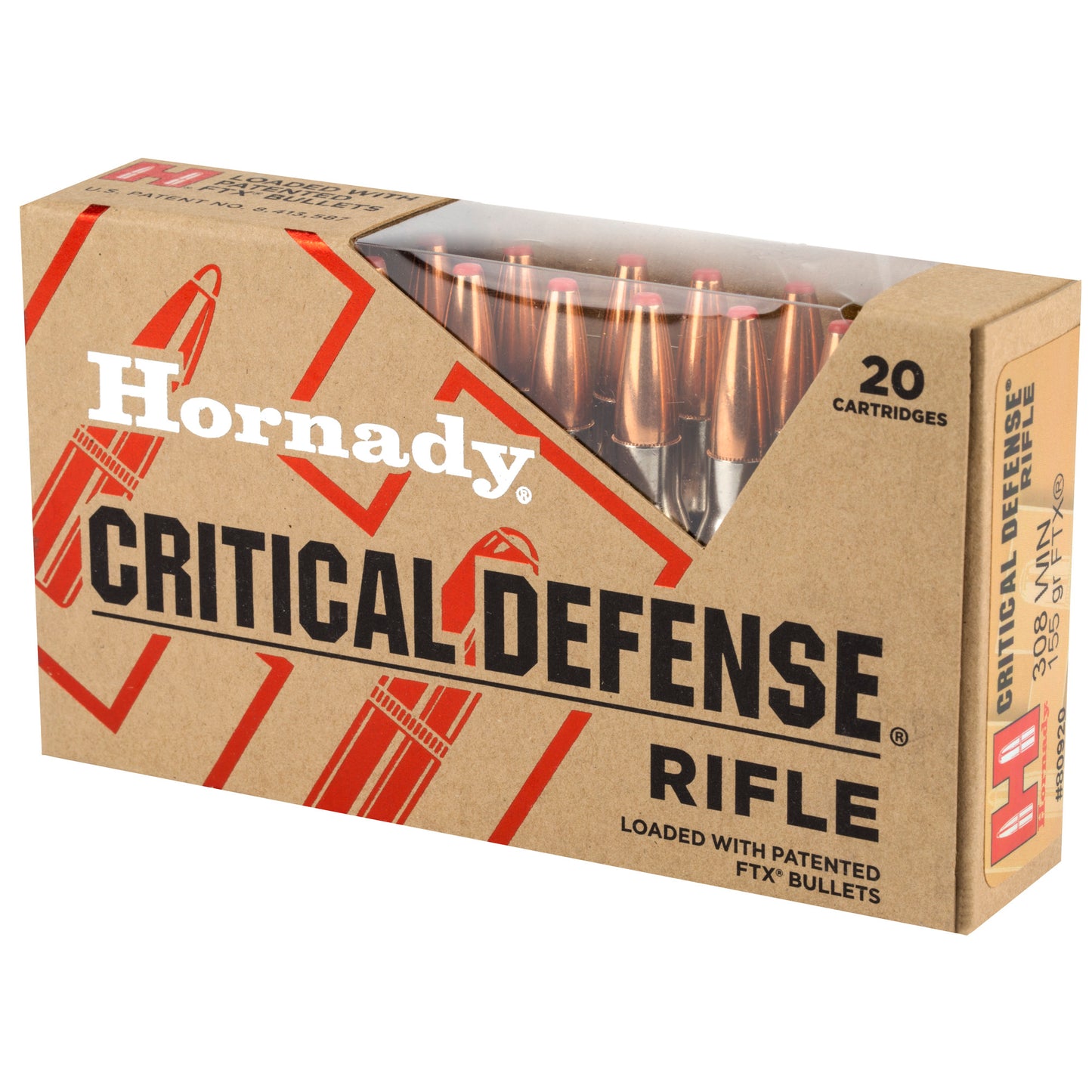 Hornady Critical Defense 308 Winchester 155 Grain Flex Tip Rifle Ammunition (20 Rounds)